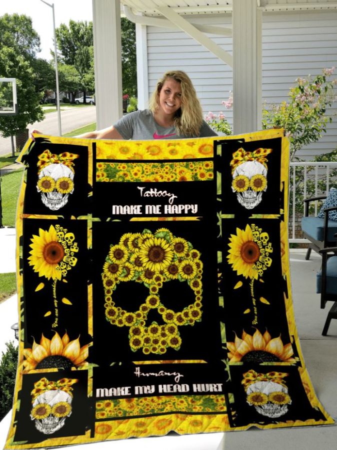 Sunflower Skull Quilt Blanket - Boho Style for Your Bed