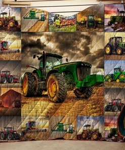 Sunset Farmer Tractor Quilt Bedding Set for Farmhouse-Themed Homes