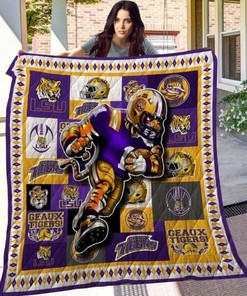 Support the LSU Tigers with this Purple and Yellow Ncaa Quilt Bedding Set
