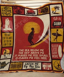Surfing The Sea Below Me The Sky Above Me Quilt Bedding Set - Ideal Gift For Surfing Lovers