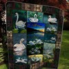 Swan On The Lake At The Sunset Quilt Bedding Set with Quilt Blanket, Great Gift for Nature Lovers