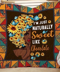 Sweet Black Woman with Sunflower Quilt Blanket - Empowering Gift for Women of Color
