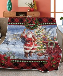 Sweet Sound of Bell with Sleigh on this Merry Christmas Quilt Blanket - Soft and Warm