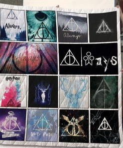 Symbols of Harry Potter Movies Quilt Blanket featuring Famous Emblems