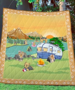 Take Your Furry Friend Camping With Yorkshire Terrier Quilt Bedding Set