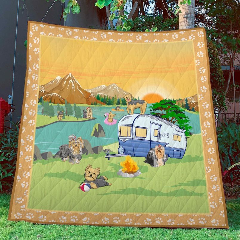 Take Your Furry Friend Camping With Yorkshire Terrier Quilt Bedding Set