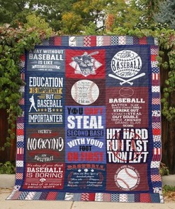 Talk Baseball To Me Quilt Blanket with Sports Theme