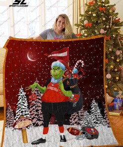 Tampa Bay Buccaneers Grinch Santa Quilt Blanket Bed Set for Fans