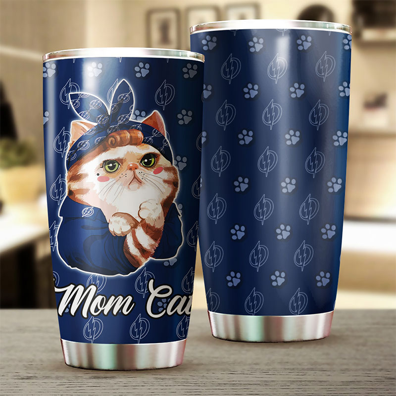 Tampa Bay Lightning NHL Tumbler: Cat Mom Tumbler with NHL Logo, Perfect for Dedicated Fans - Image 2