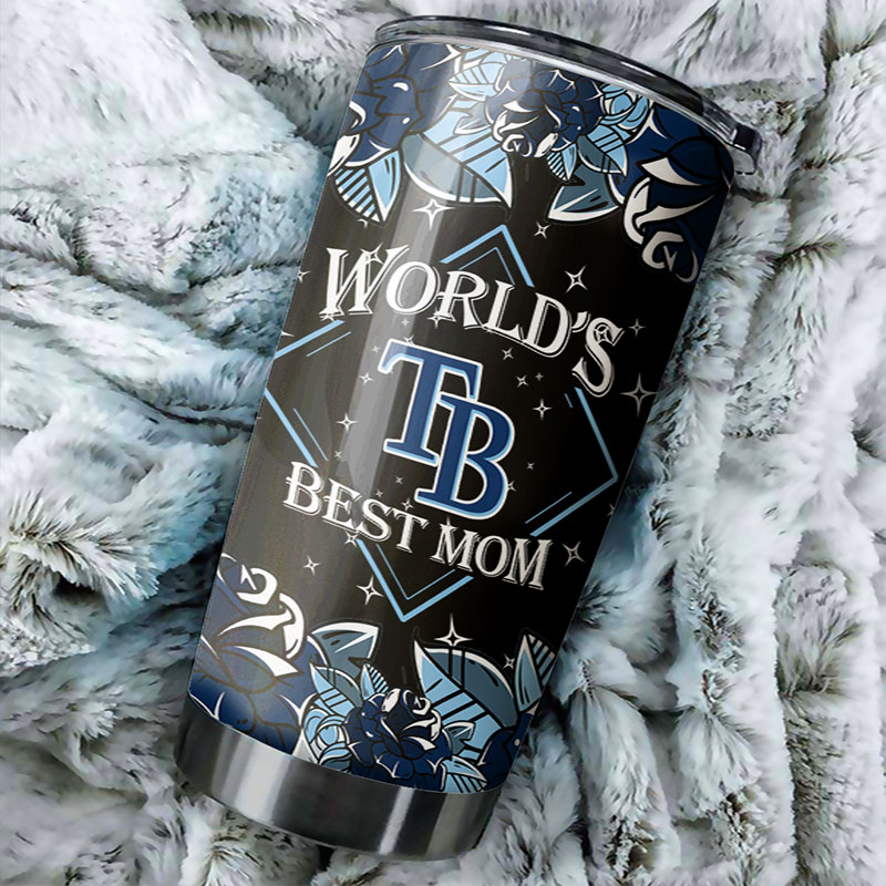 Tampa Bay Rays MLB Tumbler for World's Best Moms with personalized design and MLB logo