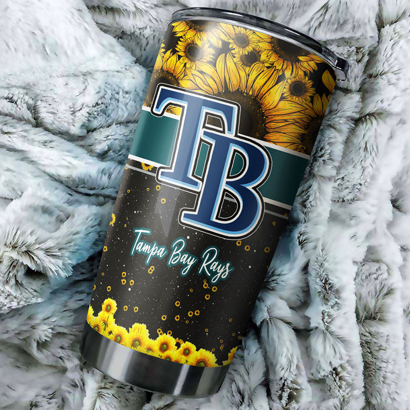 Tampa Bay Rays MLB Tumbler with Beautiful Sunflower Design