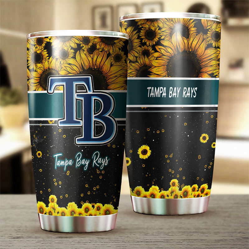 Tampa Bay Rays MLB Tumbler with Beautiful Sunflower Design - Image 2