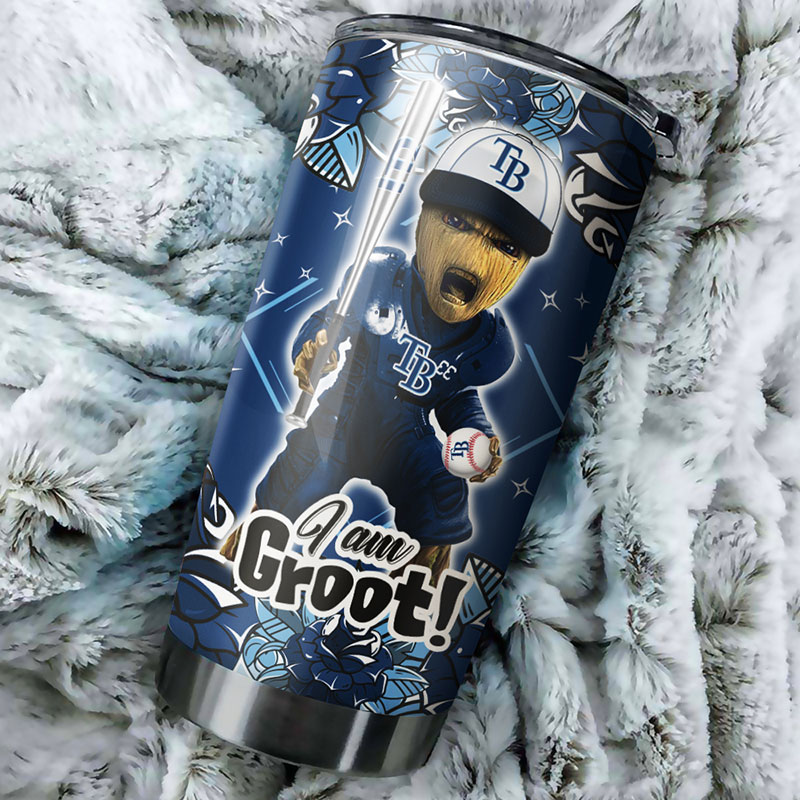 Tampa Bay Rays MLB Tumbler with Marvel's "I Am Groot" Personalization for Baseball Fans