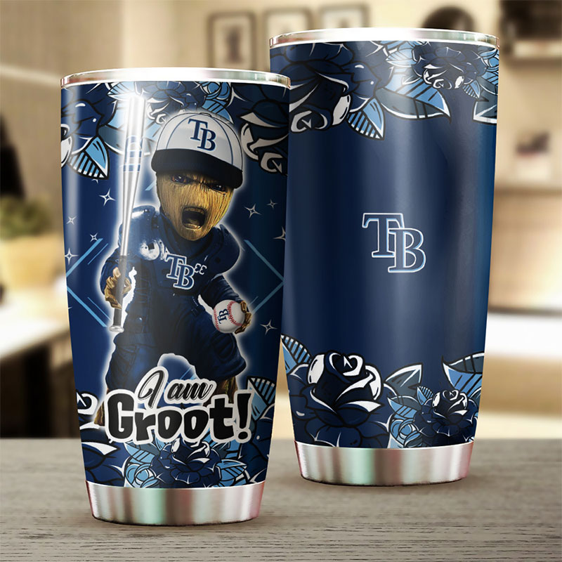 Tampa Bay Rays MLB Tumbler with Marvel's "I Am Groot" Personalization for Baseball Fans - Image 2