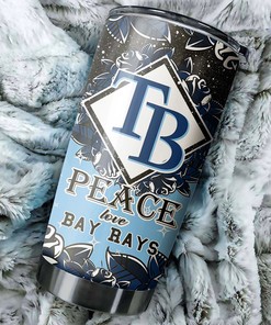 Tampa Bay Rays MLB Tumbler with "Peace, Love and Baseball" Design
