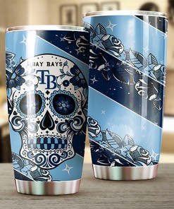 Tampa Bay Rays MLB Tumbler with skull design and custom MLB logo