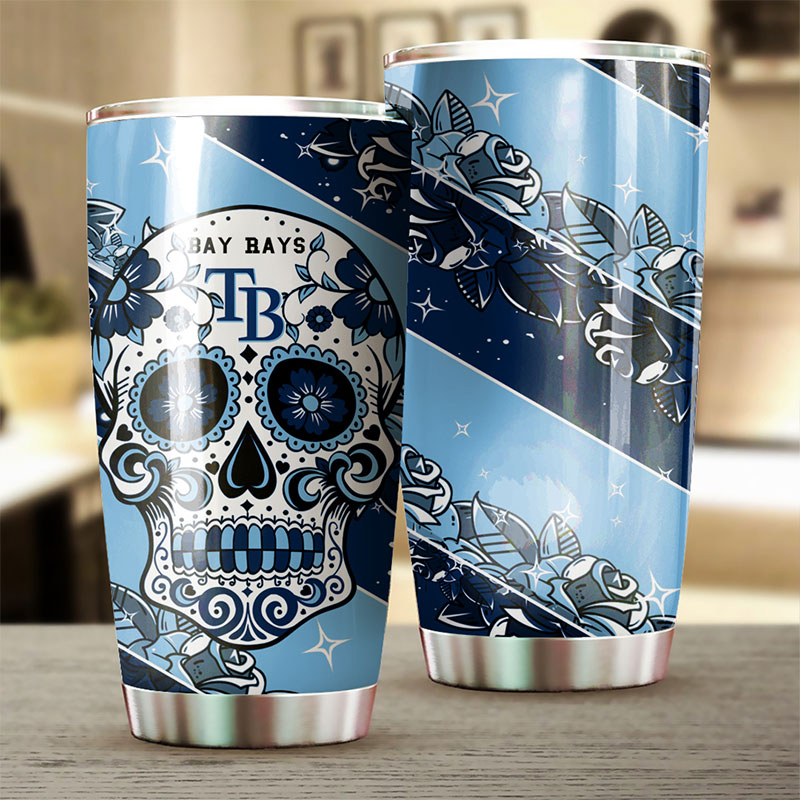 Tampa Bay Rays MLB Tumbler with skull design and custom MLB logo