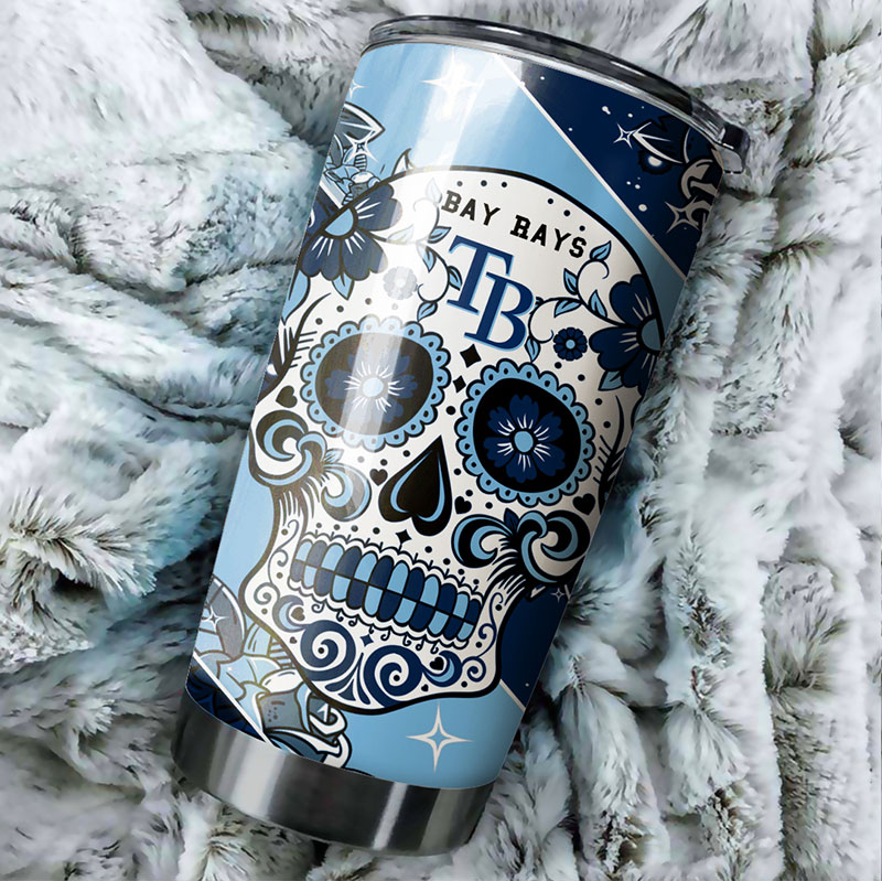 Tampa Bay Rays MLB Tumbler with skull design and custom MLB logo - Image 2