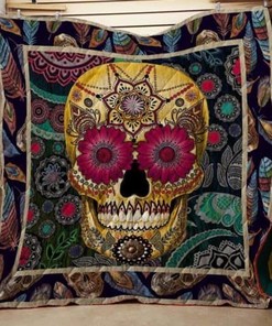 Tattooed Skull Quilted Bedding Set - For a Badass Look