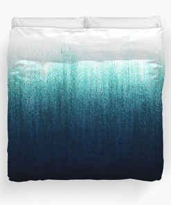 Teal Ombre Duvet Cover Bedding Set - Complete Quilt Bed Set for Queen Size Bed