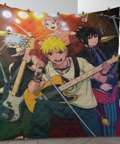 Team 7 Kakashi Sasuke Sakura Naruto Music Band Quilt Blanket