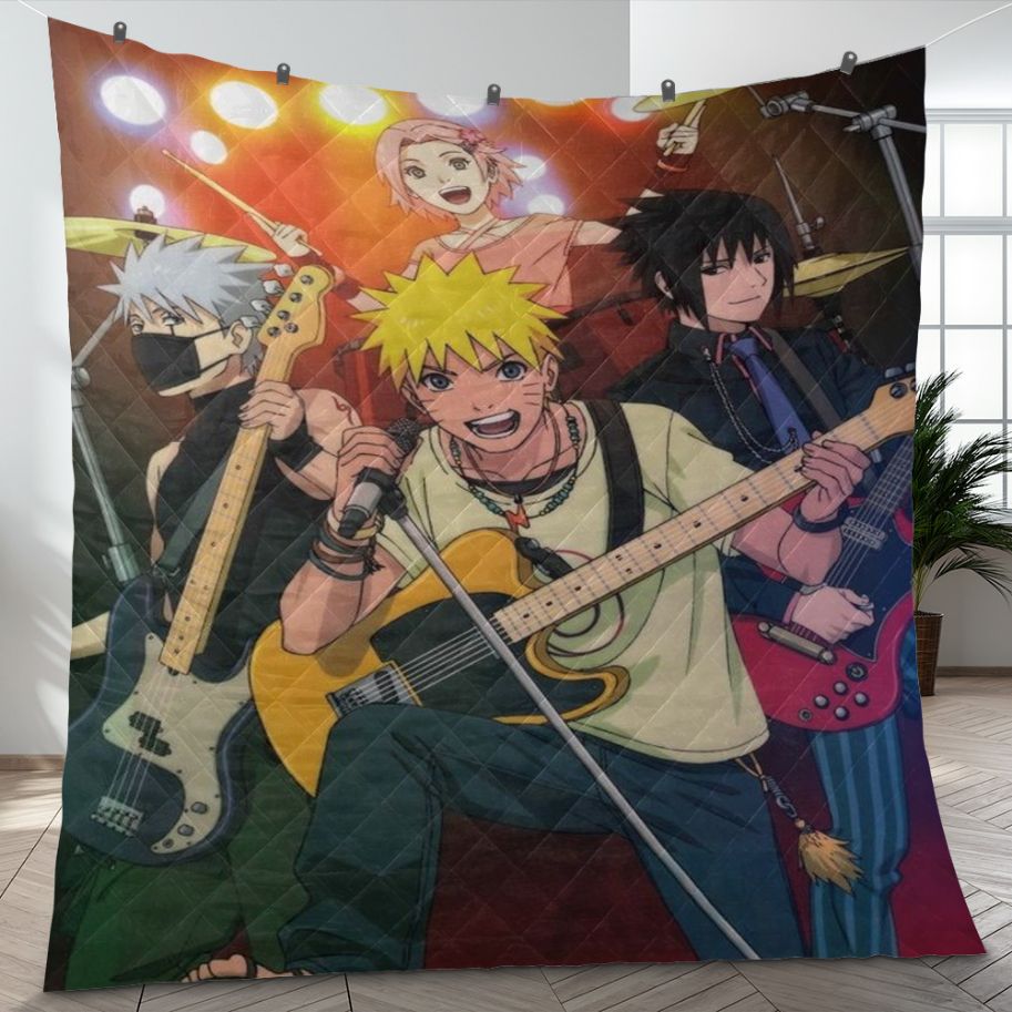 Team 7 Kakashi Sasuke Sakura Naruto Music Band Quilt Blanket