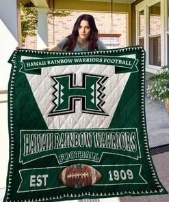 Team Football Ncaa Hawaii Rainbow Warriors Quilt Bedding Set with Collected Quilt Blanket