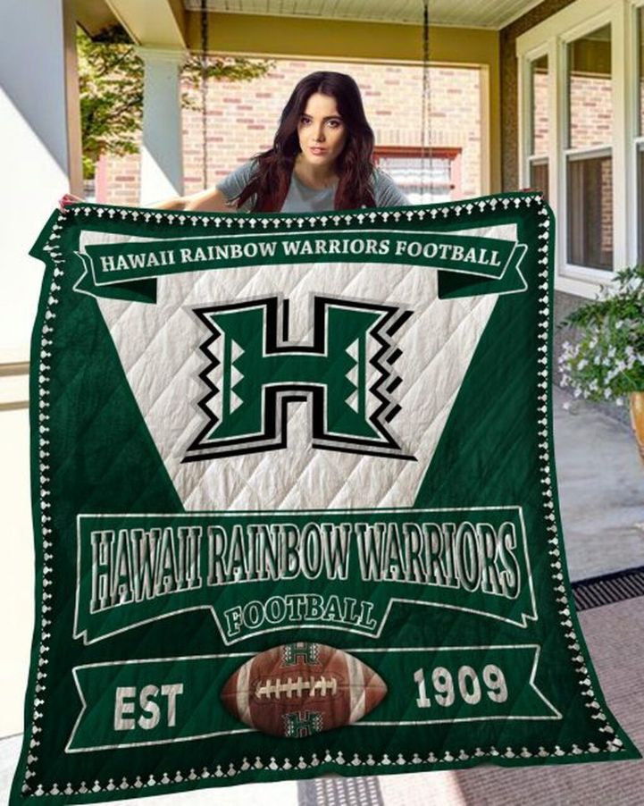 Team Football Ncaa Hawaii Rainbow Warriors Quilt Bedding Set with Collected Quilt Blanket