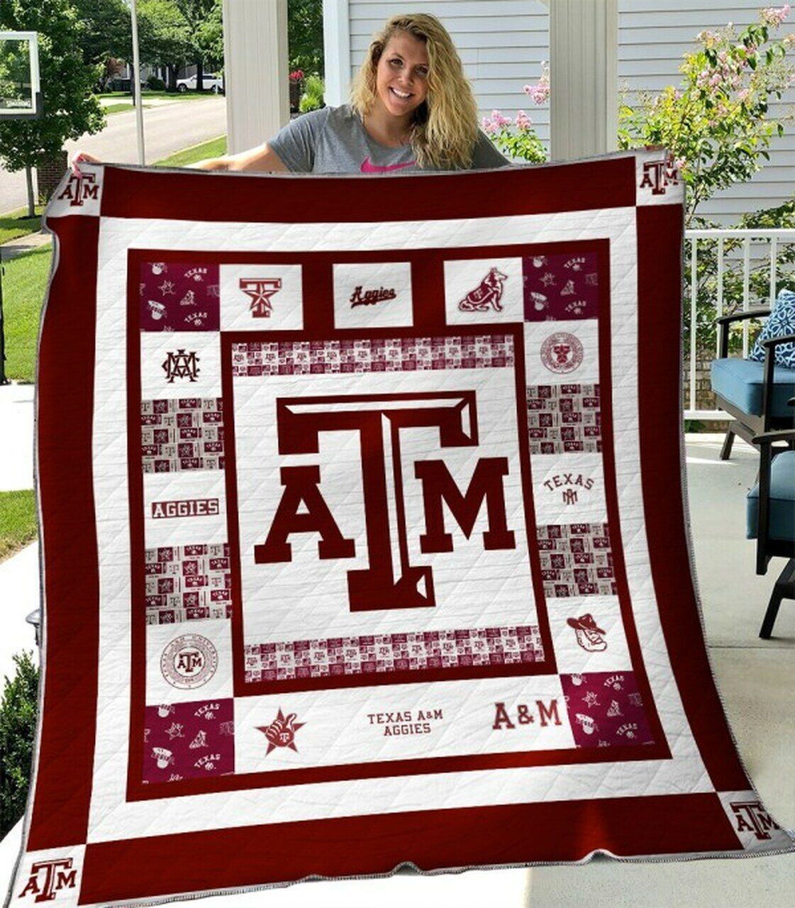 Team Texas Aggies Ncaa Full Size Quilt Bed Set with Soft Quilt Blanket