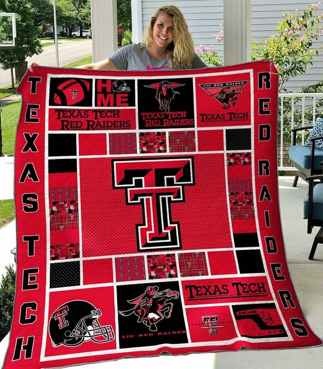 Tech Red Raiders Combined Texas Ncaa Quilt Bedding Set with Soft Quilt Blanket for Fans