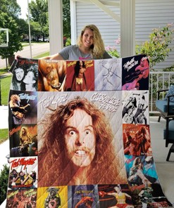 Ted Nugent Albums Quilt Blanket for Guitar Lovers