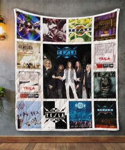 Tesla Album Covers Themed Quilt Blanket with Keywords
