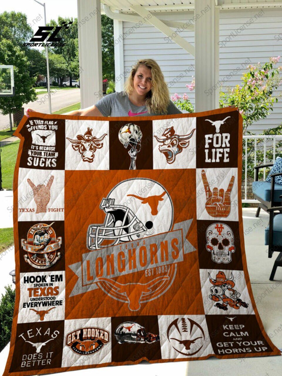 Texas Big Longhorns Ncaa Quilt Bedding Set with Soft Quilt Blanket for Fans