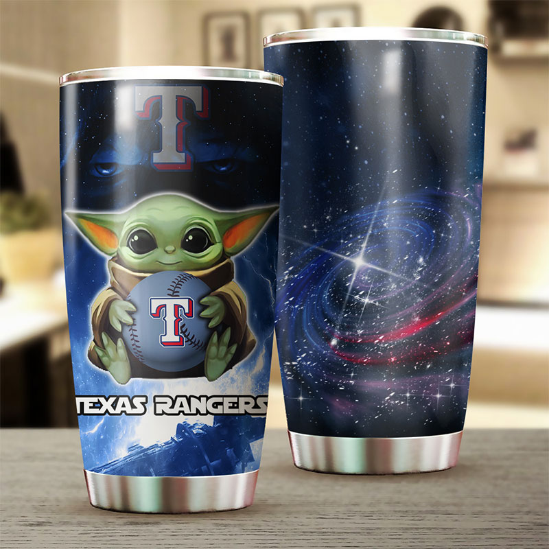Texas Rangers MLB Tumbler featuring Baby Yoda and personalized design - Image 2
