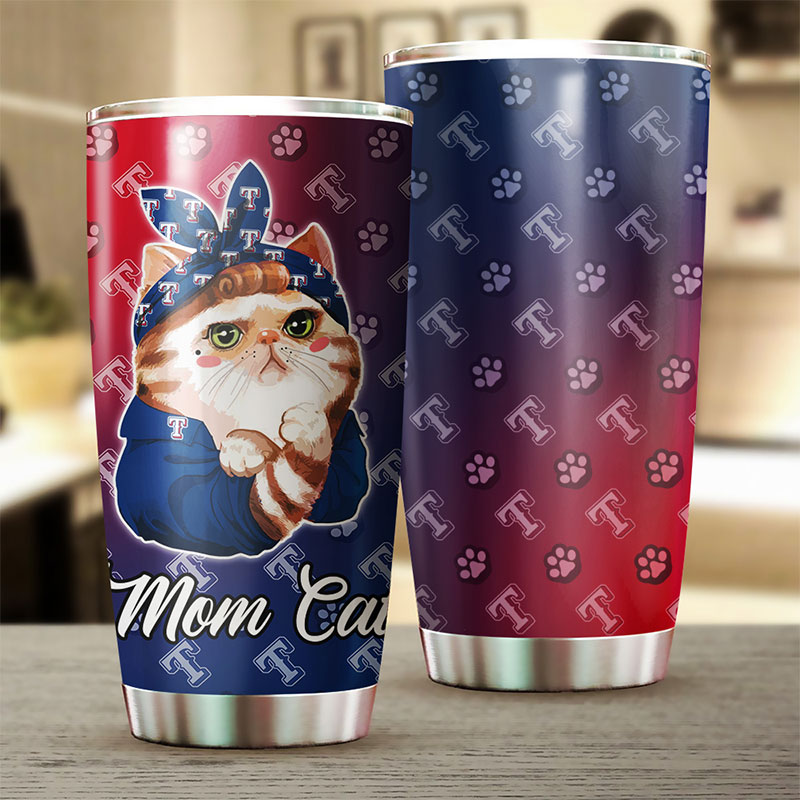 Texas Rangers MLB Tumbler for Cat Moms with MLB Logo - Image 2