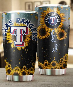 Texas Rangers MLB Tumbler with Sunflower Design and MLB Logo