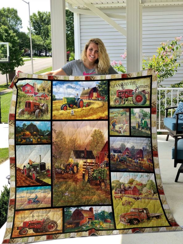 Thank To The Farmers Farmer Tractor Quilt Blanket with Bed Set Cute