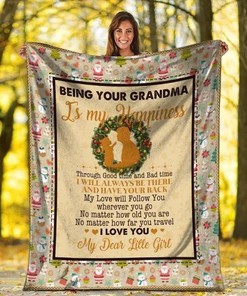 Thanksgiving Being Your Grandma Is My Happiness Flower Fleece Blanket for a Heartfelt Gift