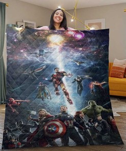 The Avenger Marvel Captain America Hulk Thor Quilt Blanket with Quotes for Kids, Bed Set Twin
