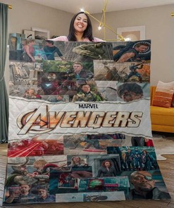 The Avenger Marvel Quilt Blanket with Quotes for Teens, Bed Set Vintage