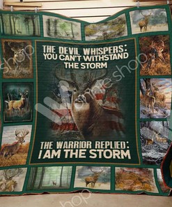 The Devil Whispers Hunting Deer Hunting Lo Quilt Blanket for Hunting Lovers