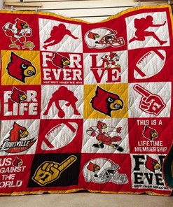 The Football Team EST 1912 Ncaa Louisville Cardinals Quilt Bedding Set with Loved Quilt Blanket