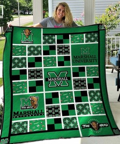 The Herd Ncaa Marshall Thundering Herd Bedding Set with Collected Quilt Blanket