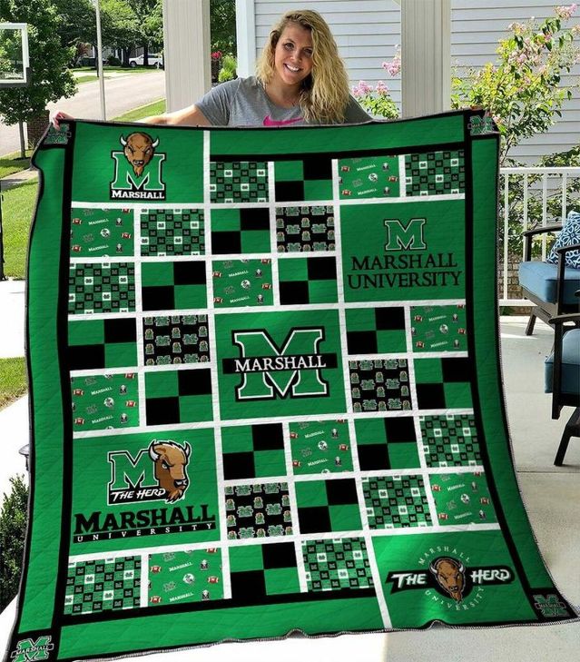 The Herd Ncaa Marshall Thundering Herd Bedding Set with Collected Quilt Blanket
