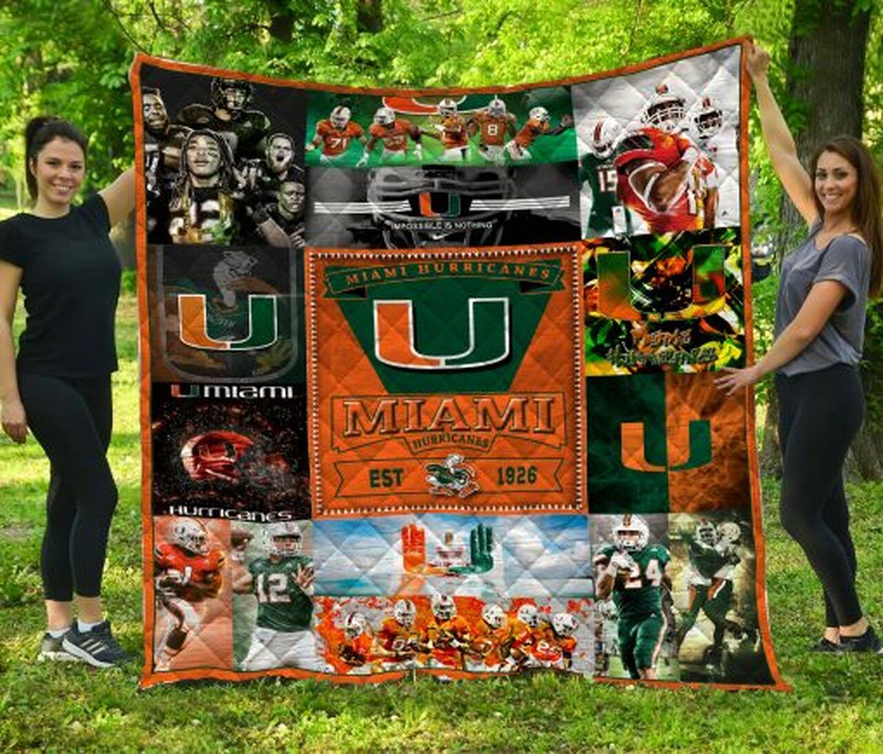 The Miami Hurricanes NCAA Quilt Bedding Set for Fans