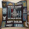 The Navy Sailor Replied I Am The Storm Quilt Blanket for Patriotic Individuals