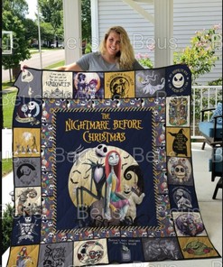 The Nightmare Before Christmas Jack Skellington And Sally Love Movie Quilt Blanket with Tim Burton's Romantic Artwork