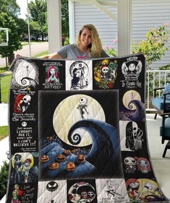 The Nightmare Before Christmas Quotes Quilt Blanket with Tim Burton's Art Style
