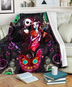 The Nightmare Jack & Sally Fleece Blanket - A Gothic Romance Bedding