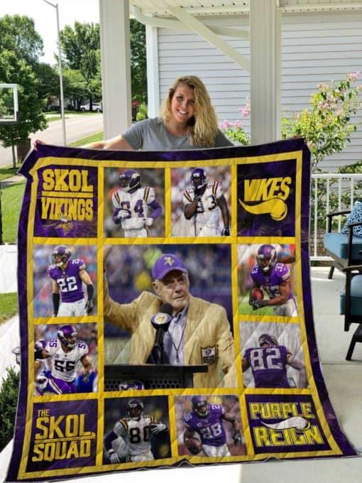 The Skol Squad Minnesota Vikings Quilt Blanket for Football Fans
